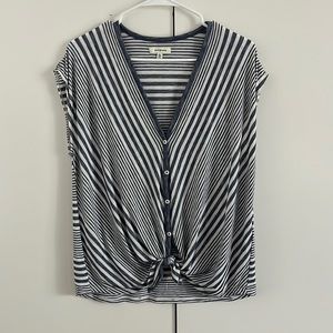 Blue and white striped blouse